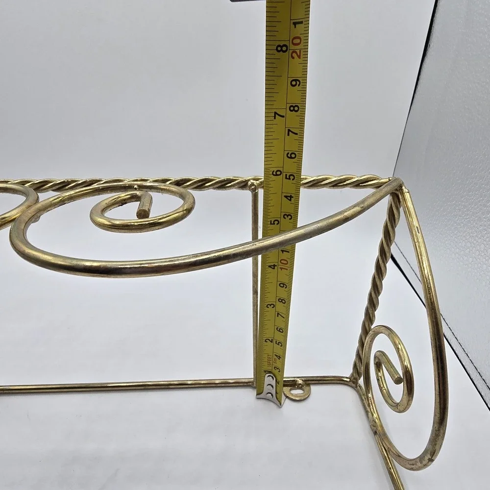 Vintage Brass Wall Shelf Twisted Metal Hollywood Regency tassels MISSING GLASS!